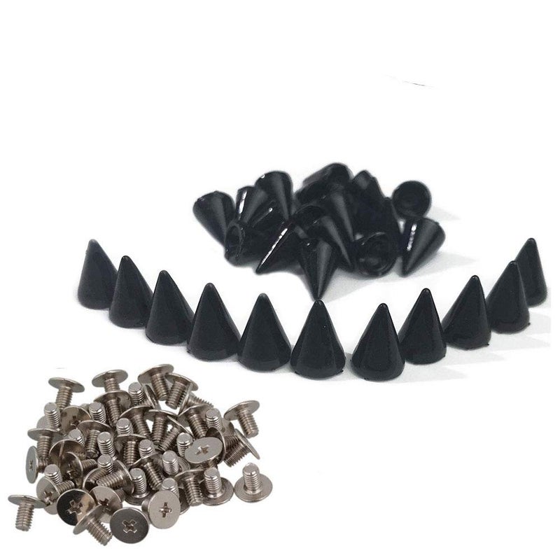 FOYARA Gdeal Colorful Bullet Spikes and Stud,7x10mm Metallic Screw Back Rivet,Cone Bullet Spikes Set of 100 (Black) - Image 1